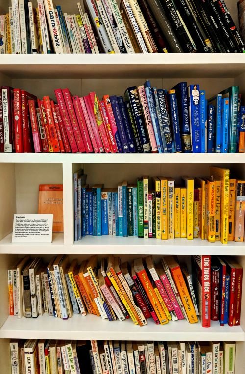 medical books placed in a shelf