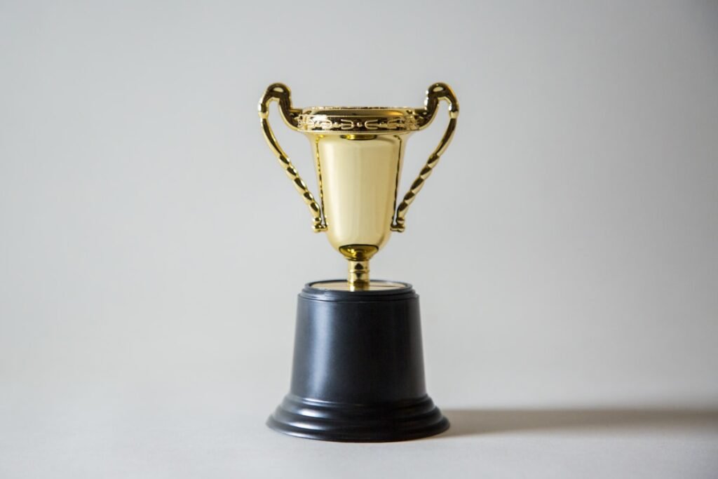 A gold and white literary award trophy award-winning books worth reading this year